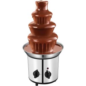 4 Tier Chocolate Fountain Party Fountain, Stainless Steel Electric Chocolate Fondue Fountain Machine for Birthday Party Wedding