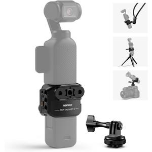 NEEWER Pocket 3 Cage, Aluminum Alloy Gimbal Video Recording Rig with Action Camera Extension Adapter 1/4" Threads Cold Shoe Compatible with DJI Osmo Pocket 3 Creator Combo, No Assembly Needed, AC009
