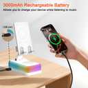 Wireless Induction Bluetooth Speaker with 360 Rotating Phone Stand, 3000mAh Large Battery, 5 in 1 Portable Cell Phone Holder with RGB Light & Emergency Charger, Tech Gifts for Men Women, (White)