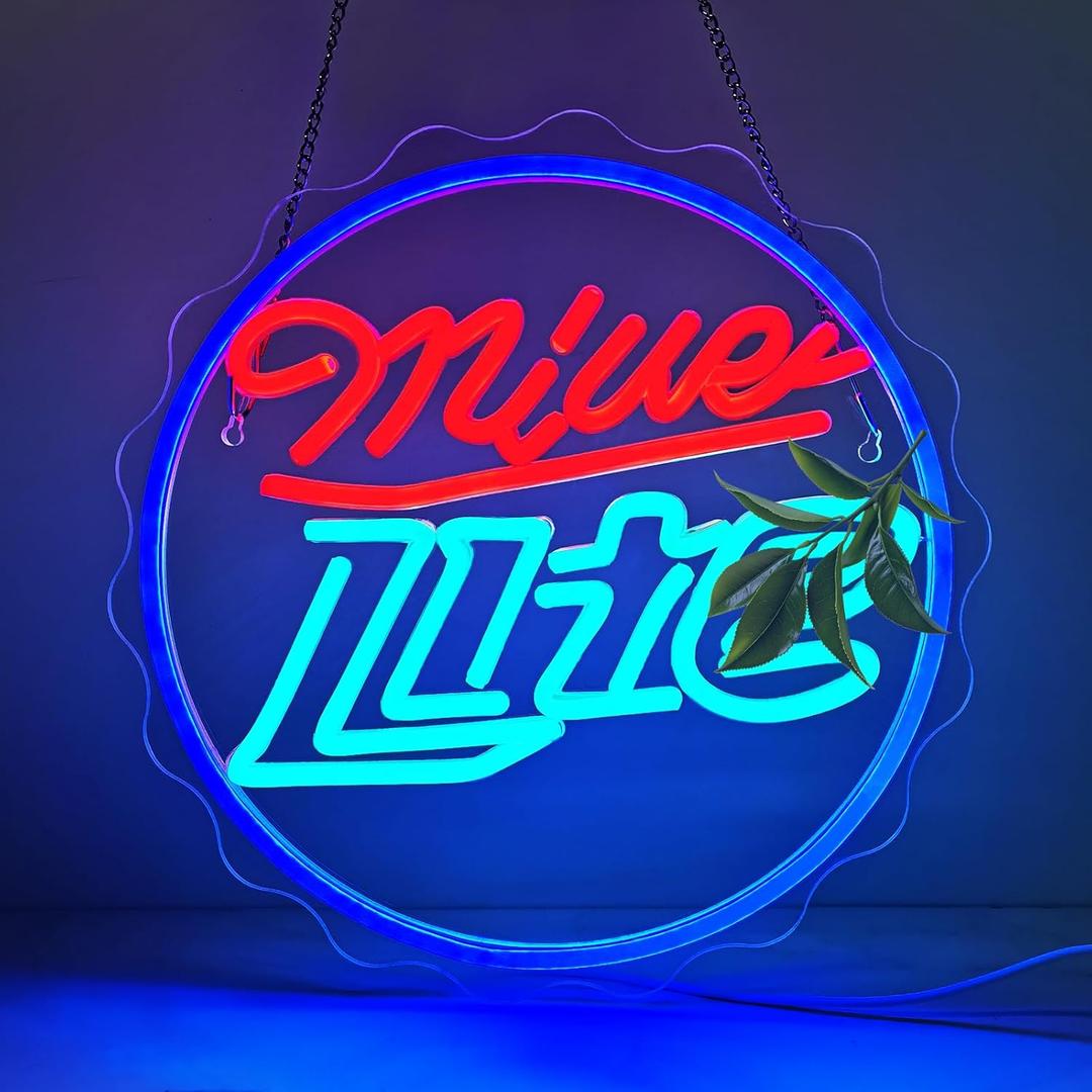 Led Neon Sign Cool Lite Neon Bar Signs Light,Dimmable Beer Neon Sign For Man Cave Bedroom Home Bar Shop Pub Bistro Party Hotel Game Room Decor Gifts (ML-Blue&Red)