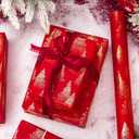 Yarcony Red Christmas Wrapping Paper, Red and Gold Trees Holiday Wrapping Paper, Vintage Gold Foil Christmas Trees Elegant Winter Gift Wrap for Gift Packaging, Craft, New Year(17 Inch X 33 Feet)