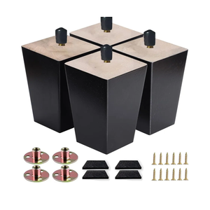 Sofa Legs Square Bed Feet 5 inch Wood Replacement Leg for Furniture Set of 4,Black (5”, 4set)