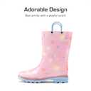DREAM PAIRS Kids Rain Boots Cute Lightweight Waterproof with Pull-on Handles for Girls & Boys Toddler Outdoor Play (Pink)