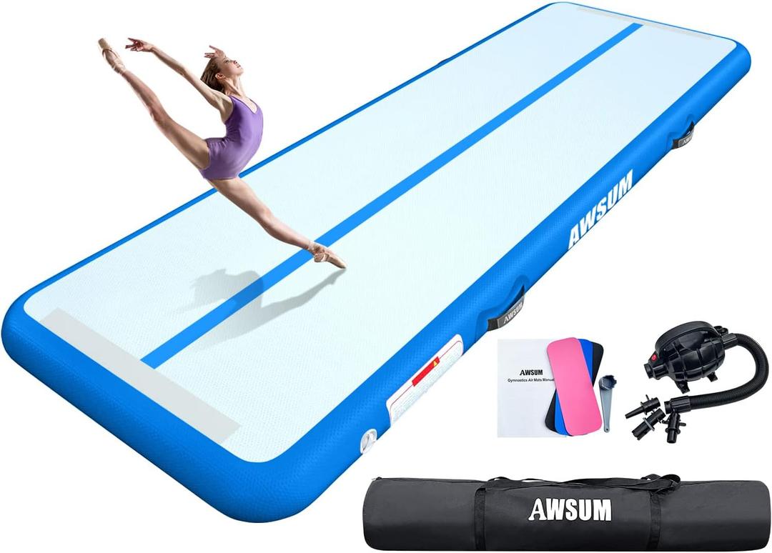 AWSUM Inflatable Air Gymnastics Mat 10ft Training mat 4 inches Thick Tumbling Mat With Electric Pump for Home/Gym/Outdoor    