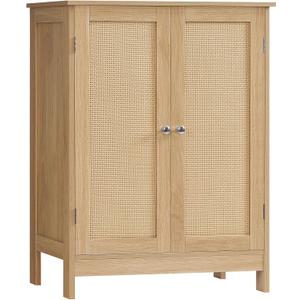 Iwell Storage Cabinet, Rattan Cabinet with Adjustable Shelf, for Living Room, Entryway, Kitchen, Home Office, Nature, 11.8"d X 23.6"w X 31.5"h