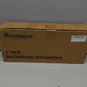 Forbena 2 Tier Bathroom Counter Organizer, White and Grey Coffee Bar Organizer for Countertop, Wood Shelf Tray for Vanity Makeup Storage, Small Kitchen Sink Top Organizers for Coffee Bar Station