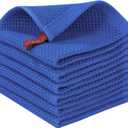 Homaxy 100% Cotton Waffle Weave Kitchen Dish Cloths, Ultra Soft Absorbent Quick Drying Dish Towels, 12 x 12 Inches, 6-Pack, Blueberry