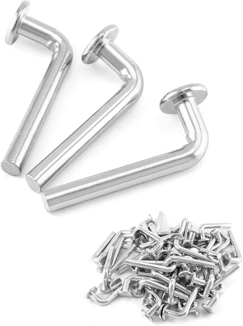 QWORK Universal Pallet Rack Safety Bolt - Heavy-Duty Drop Pins for Shelving Systems, 100 Pcs - Carbon Steel, 5/16" Diameter, 2-1/4" Length, J Bolt Design, M8x57mm