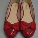 Feversole Women's Round Toe Cute Bow Trim Ballet Flats (8, Retro Red Patent Tri-bow)