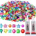 anezus Anezus1200Pcs Craft Gems with 2Pcs B7000 Jewelry Glue, Flat Back Sequins Jewels Embellishments Rhinestones Gemstones for Bedazzling, Decor, Clothing (Small)