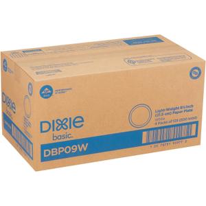 Dixie Basic 8.5" Wrapped Light-Weight Paper Plates by GP PRO (Georgia-Pacific), White, DBP09W, 500 Plates Per Case