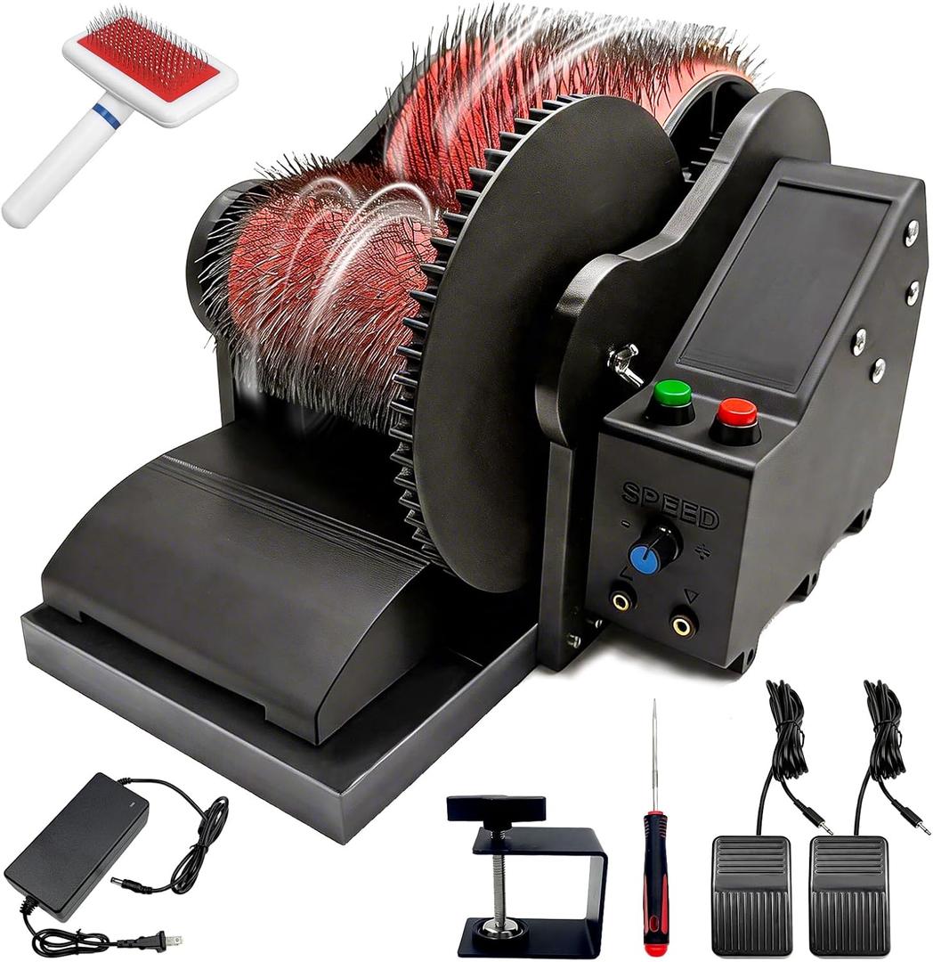 Wool Combing Machine; Electric Wool Drum carder; Quickly Remove Fiber impurities; Color Mixing carding; DIY Handmade Wool Blending Wheel; Ideal for Making Felt Dolls and Other Handmade Crafts