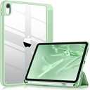 Wenlaty Case Compatible with iPad (A16) 11th/10th Generation Case(2025/2022) with Pencil Holder, Slim Protective Cover with Clear Back Shell for iPad 11/10.9 inch, Auto Wake/Sleep, Mint Green