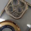 SMARTFOX Magnetic Kickstand Case for iPhone 13 Pro Max with Glitter Lens Protector, Compatible with Magsafe, Luxury Bling Diamond Cover Glitter Phone Case Women (Gold, for iPhone 13 Pro Max 6.7")