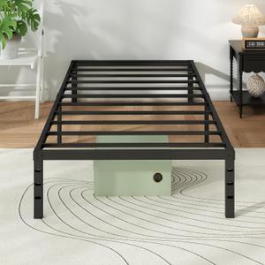 Metal Platform Bed Frame Twin Size, 18 Inch Height with Heavy Duty Steel Support, No Box Spring Needed, Easy Assembly and Underbed Storage, Black