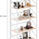 JSB Folding Bookshelf,Industrial Storage Shelves, No Assembly Vintage Wood Look Bookshelf with Storage Shelves for Living Room, Bedroom, Office (White, 5-Tier)