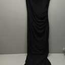 BTFBM Women's Ruched Bodycon Dress Summer Casual Sleeveless Back Slit Elegant Club Evening Party Cocktail Maxi Dresses (Large, Black)