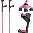Lightweight Foldable Forearm Crutches, Height Adjustable Pink | 10-Level Adjustable Height Crutches With Open Cuff For Leg Injury Surgery Disabled
