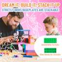 Strictly Briks Mega Toy Building Block Baseplate, Beginner Bricks Stackable Plate, Large Pegs for Toddlers, Compatible with All Major Brands, Kids Gift, Green, 12.5 x 15 inches