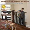 Mumeasy 126" Extra Wide Baby Gate for Doorways, Stairs & Fireplace, Auto Close Safety Dog & Pet Gate with Walk Thru Door, Childproof Fence for Hallway Kitchen House Indoor Outdoor,5 Metal Panels,Black