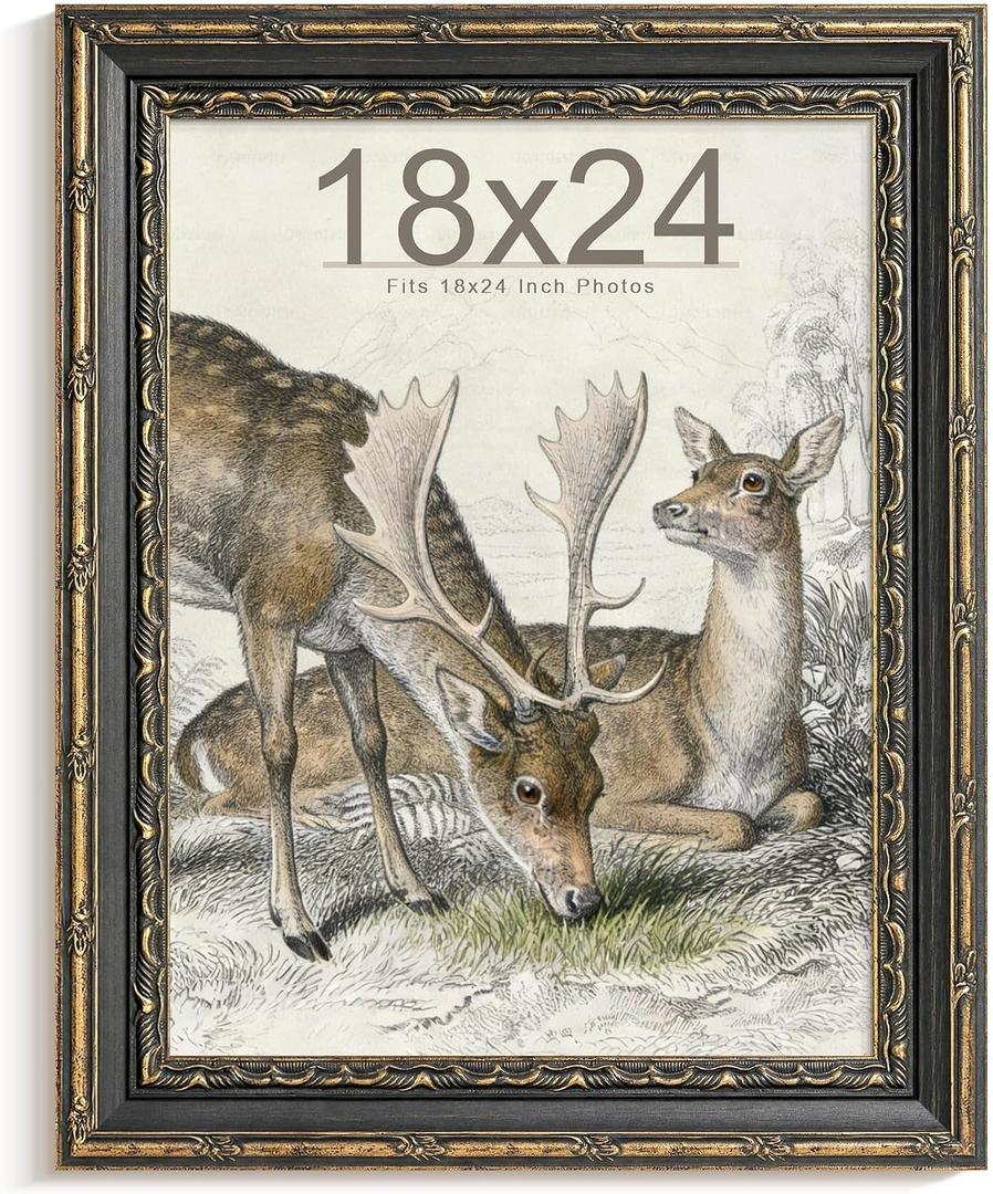 Picrit 18x24 Antique Brown Gold Poster Frame, Tempered Glass, 1 Pack