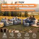Inflatable Couch Loveseat with Footstool, Camping Couch with Detachable Built-in Pump, Inflatable Sofa with Breathable, Puncture-Resistant Fabric Texture Cover, Camping, Beach, Backyard Party