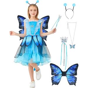 HITASION Halloween Butterfly Costume For Girl 5PCS Kids Fairy Dress Outfit Wings Headband Cosplay Party XS : Clothing, Shoes & Jewelry