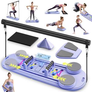 Pilates Board, Pilates Portable Reformer Machine 2025 for Home Workout, 7 in 1 Multifunctional Abdominal Board, Foldable Abs Trainer Machine, Pilates Core Workout Equipment for Women (Purple)