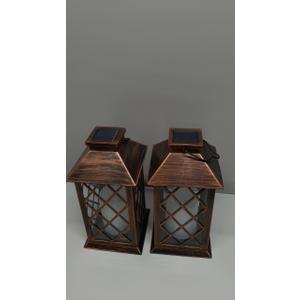 2Pack 11" Outdoor Solar Lanterns Waterproof Garden Gifts Women, Halloween Flickering Flameless Candle Mission Lights for Patio, Outdoor, Party, Yard, Lawn, Mothers' Day Gifts for Mom (Antique Copper)