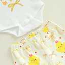 Ayalinggo My First Easter Baby Girl Outfit Easter Bunny Shirt Onesie Romper Bell Bottoms Pants Newborn Easter Clothes (White)