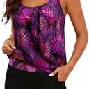 Talisea Womens Tankini with Shorts - Two Piece Swimsuit with 2 Pockets 7" Long Boy-Leg Shorts Blouson Athletic Bathing Suit, L