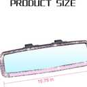 Bling Car Rear View Mirror, Rhinestones Crystal Clip-on Rearview Mirror with HD Glass, Compatible with Most Cars, SUVs, Vehicles, Auto Interior Accessories for Women Girl (Pink) (Style 2-Pink)