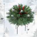 DR.DUDU 15 Inch Outdoor Christmas Decorations Urn Filler for Front Porch- 2 Pack Lighted Christmas Pot Fillers with Stake, Xmas Pine Trees with Timer for Outside Home Dcor