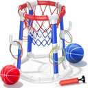 Laoyebaohao Pool Basketball Hoop Pool Games Pool Toys Ring Toss Game with 2 Basketballs Floating Basketball Hoop for Pool for Kids & Adults Indoor Outdoor