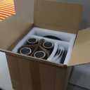 Plates and Bowls Sets, 16 Pieces Dinnerware Sets, Service For 4, Black