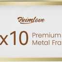Heimlove 5x10 Aluminum Picture Frame, Metal Picture Frame for Wall Hanging or Tabletop, Photo frame with Tempered Glass - Simple and Elegant Decor for Wall - 1 Pack - Gold