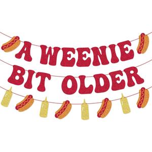 A Weenie Bit Older Banner Hot Dog Garland for BBQ Hot Dog Birthday Party Decorations