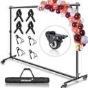 Versatile Heavy Duty Backdrop Stand with Wheels, 10 * 7ft Adjustable Photo Background Stand, Banner Backdrop Stand for Parties/Photography/Birthday/Studio