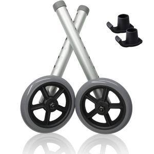 Walker aid Replacement Heavy-Duty Aluminum Caster Wheels with Non-Slip Foot Pads, Suitable for Standard Walker aid, Indoor and Outdoor Use (Gray-Black, 12 x 5 inches)