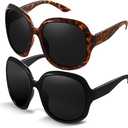 miyya Bug Eye Oversized Polarized Sunglasses Womens, Trendy Retro Sun Glasses for Women 2025, Oversized UV Protection Shades  Black/Brown Tortoise
