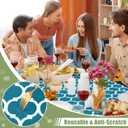 Smiry Rectangle Picnic Table Cover, Waterproof Elastic Fitted Camping Tablecloths for 8 Foot Tables, Wipeable Flannel Backed Vinyl Tablecloth Protector for Indoor, Outdoor (Turquoise, 36x96 Inches)