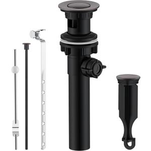 KENES Oil Rubbed Bronze Bathroom Sink Drain Assembly with Lift Rod, Bathroom Sink Drain with Overflow, Lavatory Pop Up Drain Stopper for Bathroom Vanity Sink, LJ-P701-8