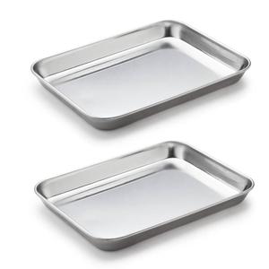 2 Pack Stainless Steel Tray Non Toxic Heavy Duty Thickening Pan for Kitchen Baking, Lab Instrument, Dental, Medical Surgical Instrument, Pet Treatment, Jewelry ToolsMedium