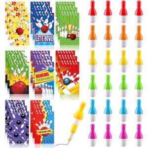 Kisston 48 Pcs Bowling Party Favors Include 24 Mini Notebooks Sports Notepads and 24 Ballpoint Pen Bowling Gifts for Party Decoration Teacher Office Reward Supplies