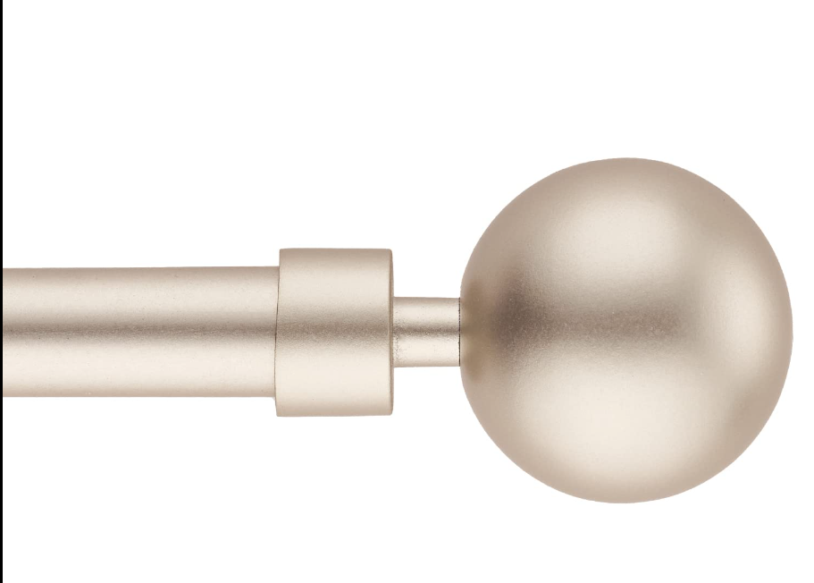 3/4" Singles Curtain Rod Set with Round Finials，Adjustable 66 to 120 inch，Heavy Duty Curtain Rods for Windows，Nickel