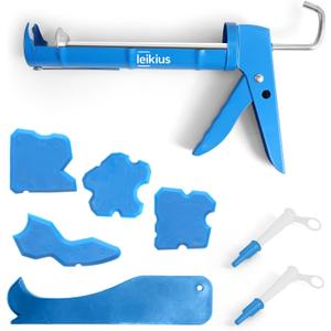 Caulk Gun Kit Smooths No-drip Silicone Caulking Gun and Caulking Tools, Sealant Tools Grout Scraper For Kitchen Bathroom Sink Joint,With Gift Box Works 10OZ Tubes blue