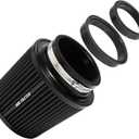 3" 3.5" 4" Inlet Car Replacement Cold Air Intake Filter 76mm 89mm 102mm 3 Sizes in 1 High Flow Performance Cone Air Filter (Black)