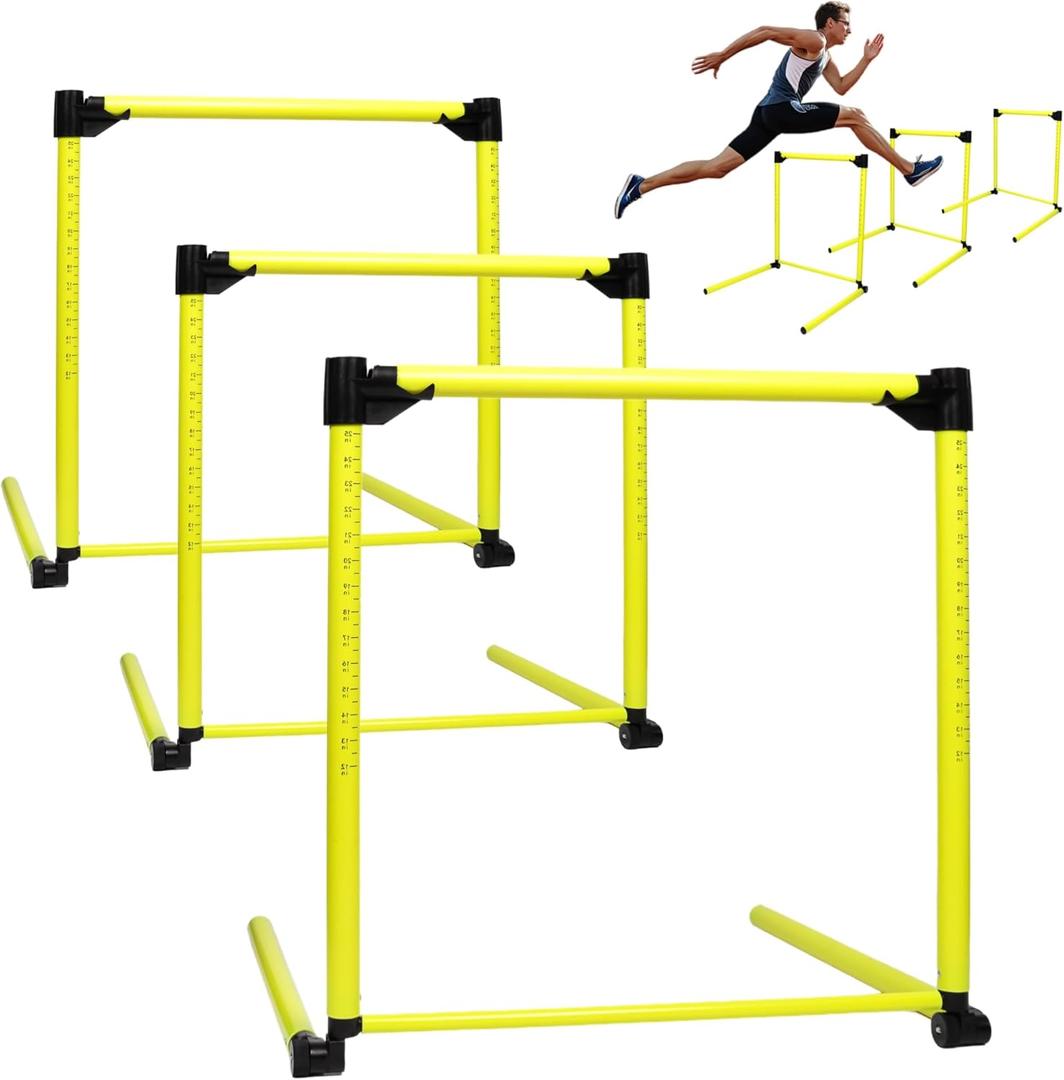 3 Pack Adjustable Height Hurdles Training Equipment, Agility Speed Jumping Training Equipment for Basketball Soccer Football Dogs, Indoor & Outdoor, Detachable Hurdles Track and Field(Green)