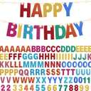 TaoBary 112 Pcs DIY Letter Kit Glitter Customizable Banner Letters Include 107 Letters and Numbers 3 Rope and 2 Needles for Birthday Halloween Christmas Wedding Valentine Party Decor(Rainbow)