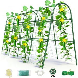 Cucumber Trellis for Raised Bed, U-Shape Garden Arch Metal Support for Climbing Plants, Metal Arch Plant Support Vegetables Trellis, Plant Support for Vine(Green, 63 * 30 * 47inch(L*W*H))